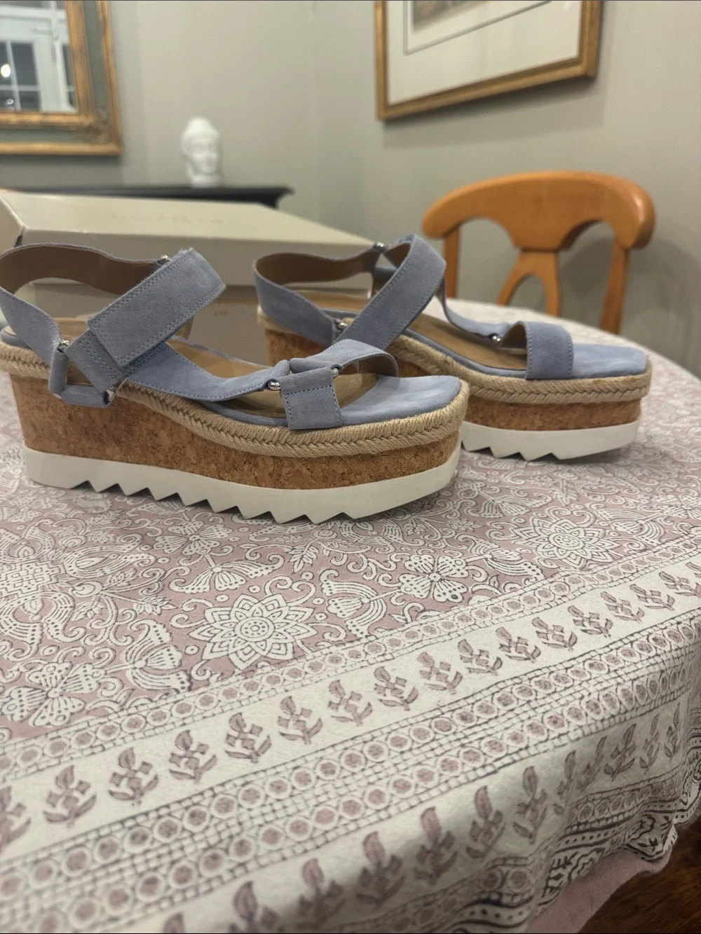 Light blue suede Mark Fisher platform sandals size 8.5